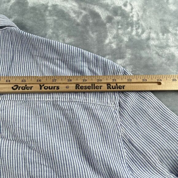 Rolla's Shirt Womens 10 Medium Blue Striped Slouchy Relaxed Button Down Cotton - Picture 10 of 16